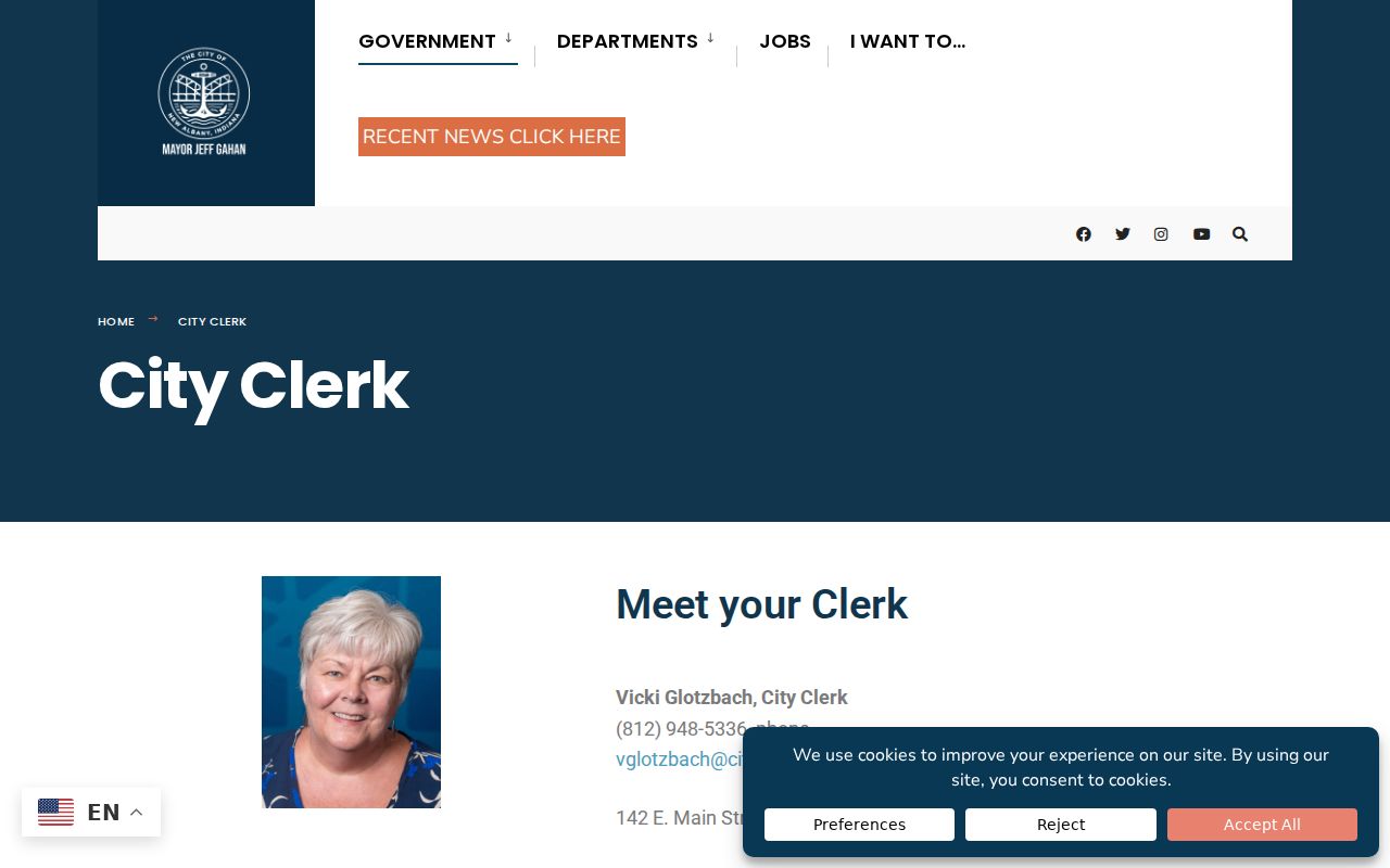 New Albany City Clerk records page