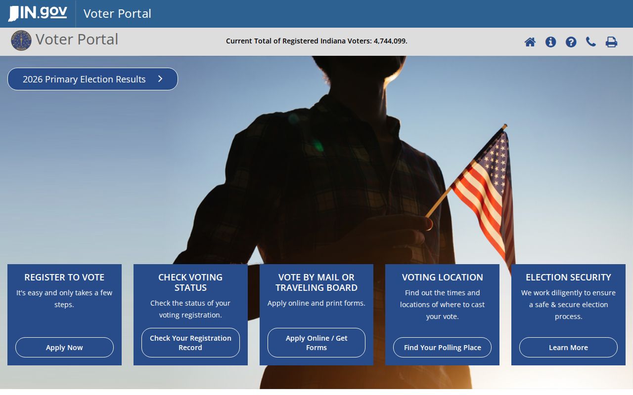 Indiana Voters portal for checking New Albany registration status