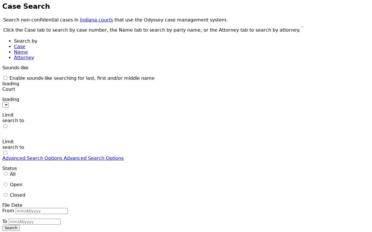 Indiana MyCase public case search used for New Albany resident research