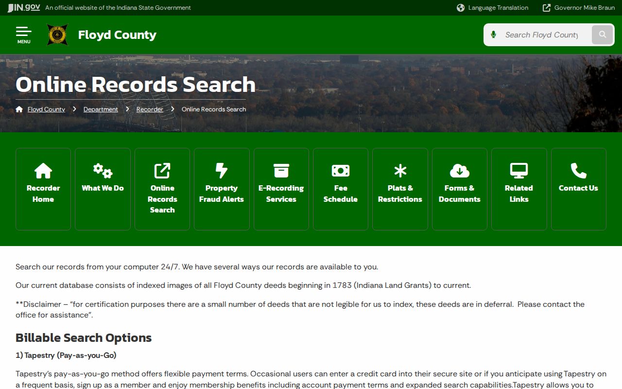 Floyd County Recorder online deed access for New Albany streets