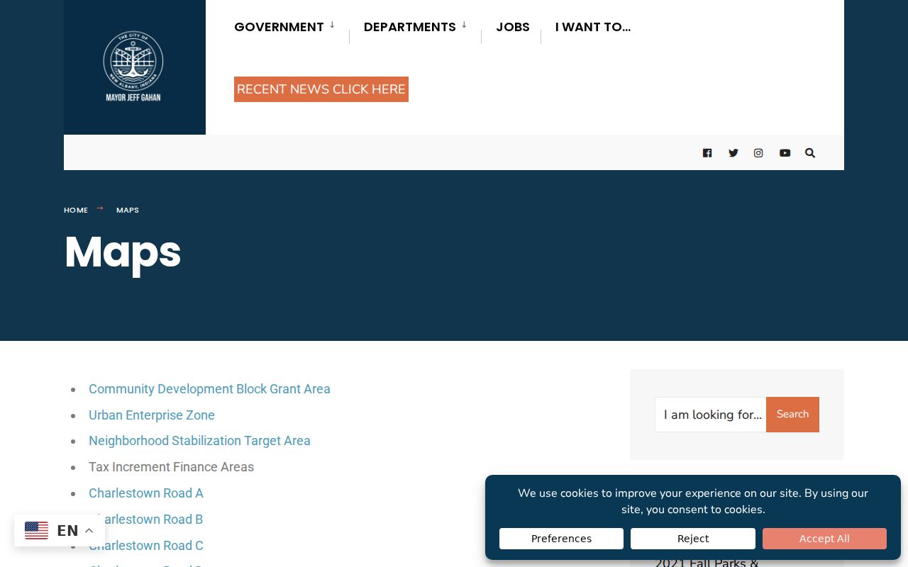 City of New Albany maps page for ZIP and district context