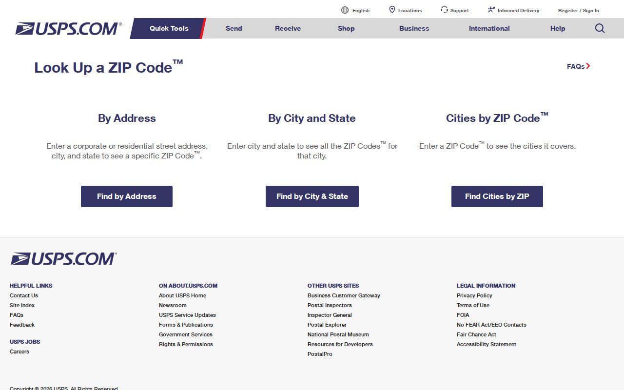 USPS ZIP Code Lookup used to verify New Albany mailing codes