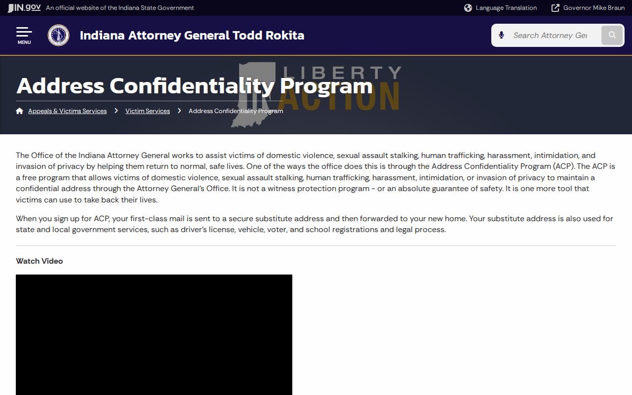 Indiana Address Confidentiality Program relevant to New Albany ZIP searches
